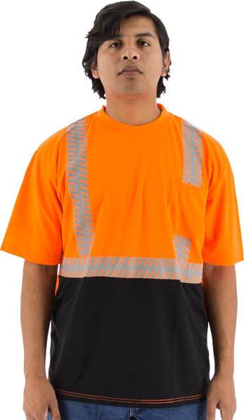 Majestic 75-5216 High Visibility Short Sleeve Shirt With Reflective Chainsaw Striping, Ansi 2, R