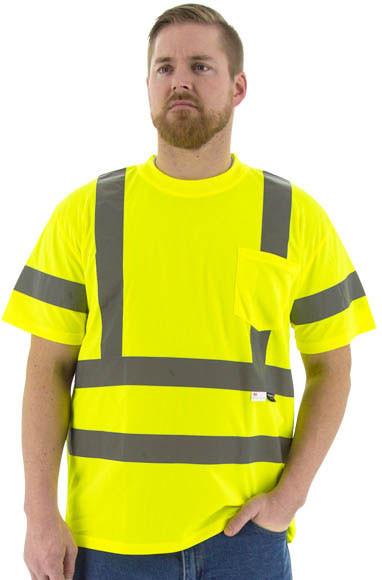 Majestic 75-5305 Deluxe High Visibility Yellow Birdseye Mesh Short Sleeve Shirt, Ansi 3, R