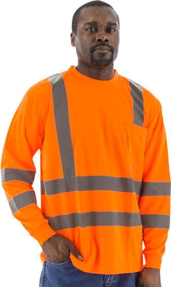 Majestic 75-5356 High Visibility Orange Long Sleeve Shirt, Ansi 3, Type R