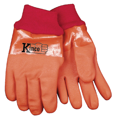 Kinco 8170 Acrylic Lined Sandy Finish PVC Knit Wrist Gloves (One Dozen)