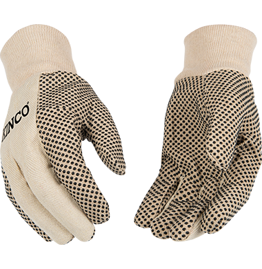 Kinco 862 10oz Natural White Canvas with PVC Dots Clute Cut Pattern Glove (One Dozen)