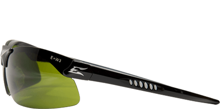 a black welding glasses with yellow-green colored lens from Edge brand