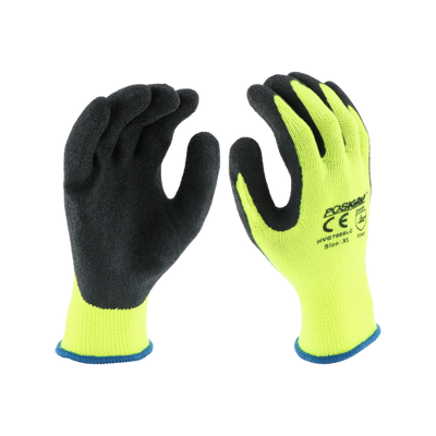 West Chester HVG700SLC PosiGrip Knit Hi-Vis Polyester with Latex Coated Crinkle Grip on Palm and Fingers Gloves (One Dozen)