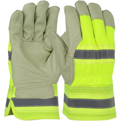 West Chester HVY5555 Pigskin Leather Palm Glove with Hi-Vis Nylon Back and Thermal Lining - Rubberized Safety Cuff (One Dozen) West Chester HVY5555 Pigskin Leather Palm Glove with Hi-Vis Nylon Back and Thermal Lining - Rubberized Safety Cuff (One Dozen)