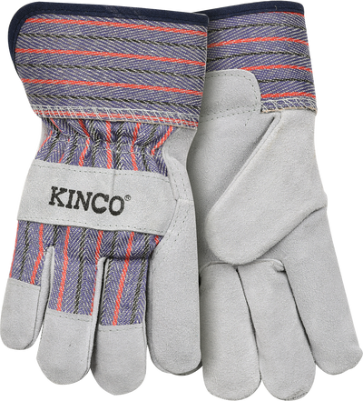 a white cotton-blend leather palm gloves from Kinco brand a white cotton-blend leather palm gloves from Kinco brand