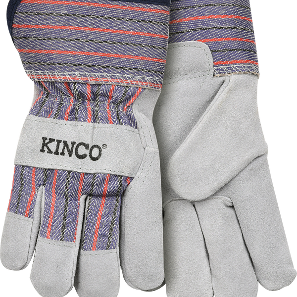 a white cotton-blend leather palm gloves from Kinco brand