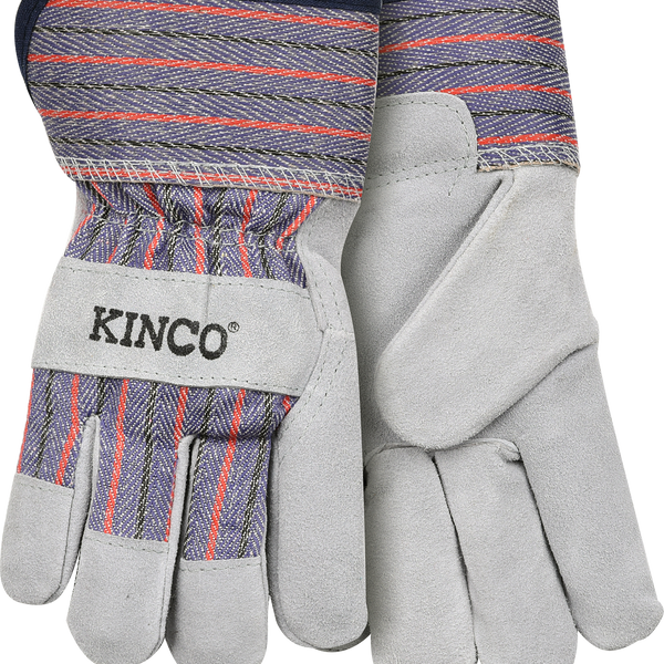a white cotton-blend leather palm gloves from Kinco brand a white cotton-blend leather palm gloves from Kinco brand