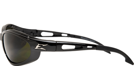a pair of welding glasses with dark green lenses that features the Edge Eyewear brand logo