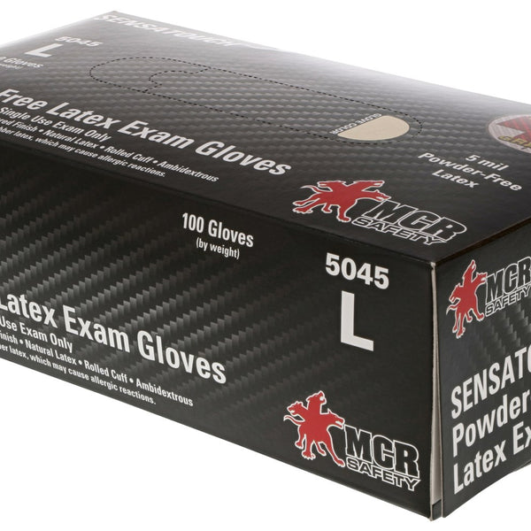 box of medical grade latex gloves from MCR Safety brand box of medical grade latex gloves from MCR Safety brand