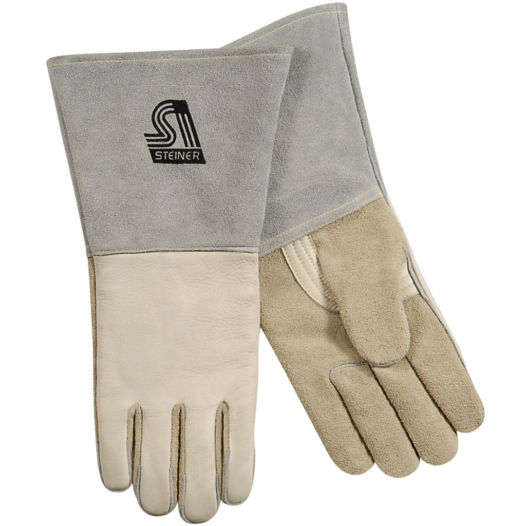 Steiner Industries 6502 Premium Grain Cowhide Back, Reverse Grain Cowhide Palm Stick Welding Gloves (One Dozen)