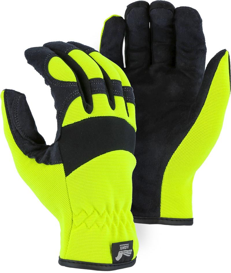 a pair of high visibility mechanics gloves from Majestic Gloves