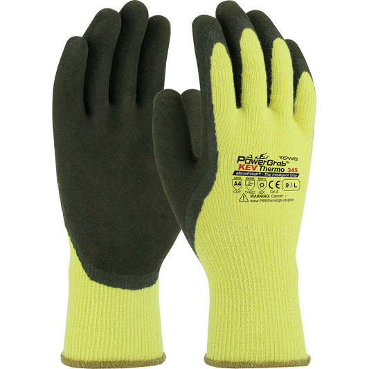 PowerGrab KEV 09-K1350 Thermo Seamless Knit Kevlar/Acrylic Glove with Latex Coated MicroFinish Grip on Palm and Fingers (One Dozen)
