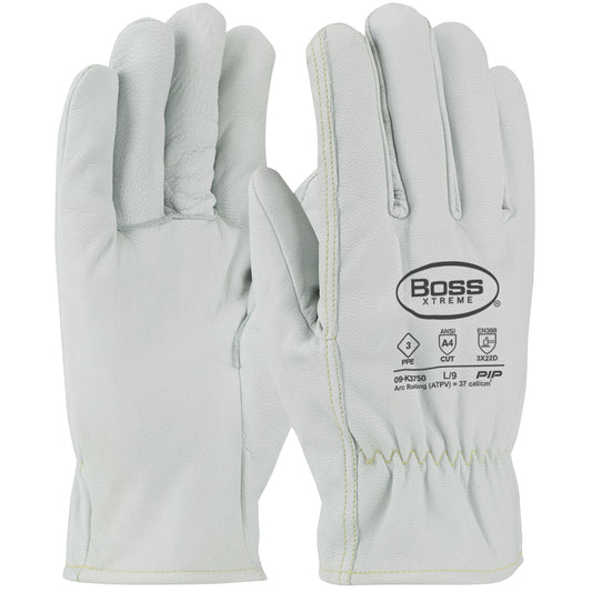 PIP 09-K3750 Boss Xtreme AR/FR Top Grain Goatskin Leather Drivers Glove with Kevlar Lining - Straight Thumb (One Dozen)