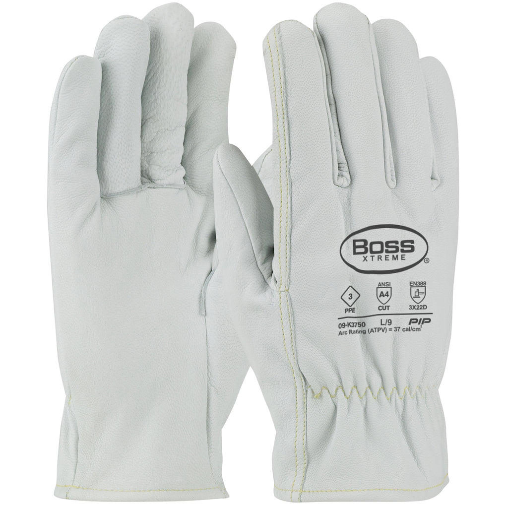 PIP 09-K3750 Boss Xtreme AR/FR Top Grain Goatskin Leather Drivers Glove with Kevlar Lining - Straight Thumb (One Dozen)