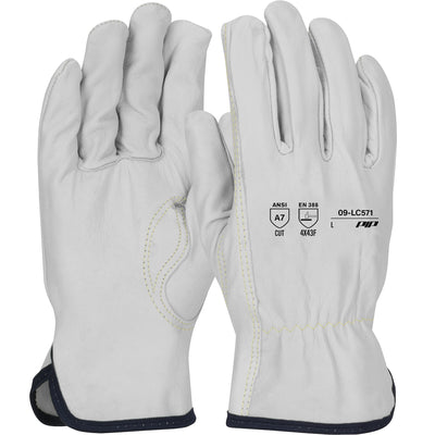 PIP 09-LC571 Top Grain Goatskin Leather Drivers Glove with A7 HPPE Blend Lining - Keystone Thumb (On