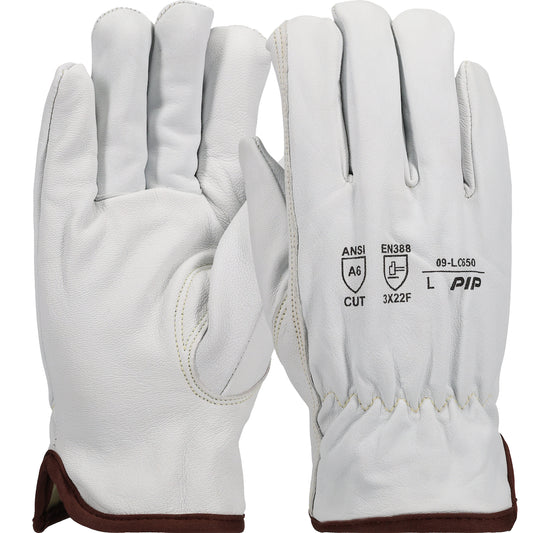 PIP 09-LC650 Premium Top Grain Goatskin Leather Drivers Glove with A6 Aramid Blend Lining - Keystone