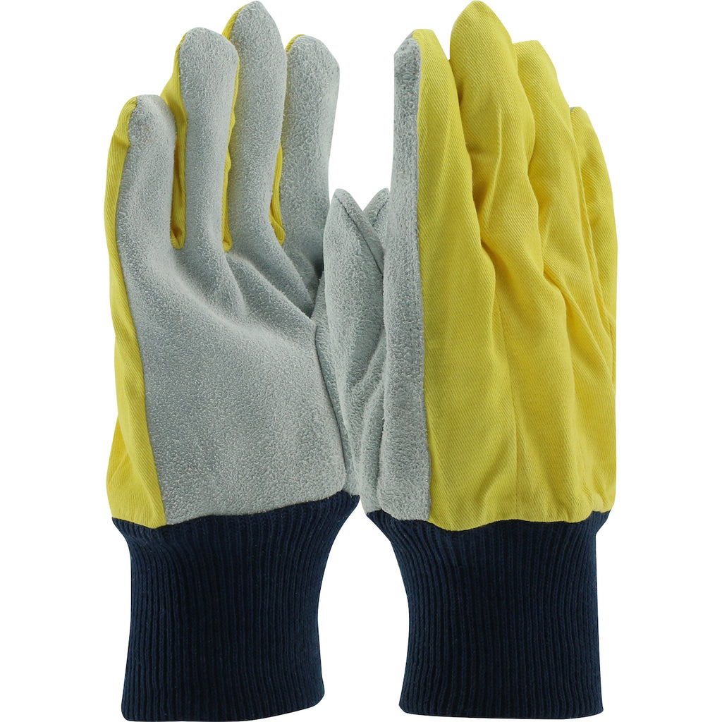 West Chester 100Y Superior Grade Cowhide Leather Palm Glove with Fabric Back, Yellow (One Dozen)