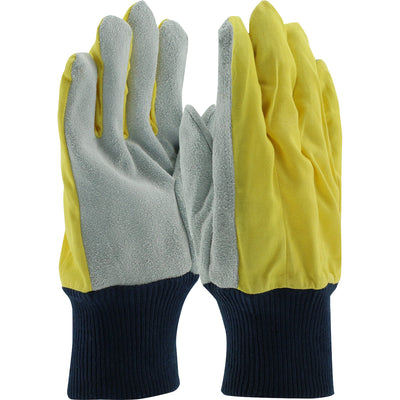 West Chester 100Y Superior Grade Cowhide Leather Palm Glove with Fabric Back, Yellow (One Dozen)