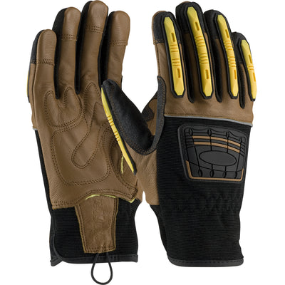 PIP 120-4150 Maximum Safety Reinforced Goatskin Leather Palm Kevlar Lining TPR Dorsal Impact Protection Safety Glove (One Dozen)