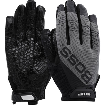 Boss 120-MG1220T Synthetic Microfiber Palm with Silicone Grip esh Fabric Back Safety Glove (One Dozen)