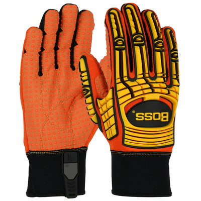 Boss 120-MP2110 TPR Impact Protection Synthetic Leather Palm with PVC Dotted Grip Safety Glove (One Dozen)