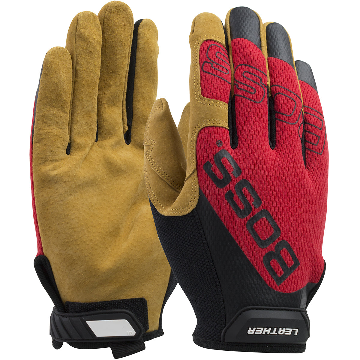 Boss 120-ML1350T Premium Pigskin Leather Palm with Mesh Fabric Back Safety Glove (1 Pair)