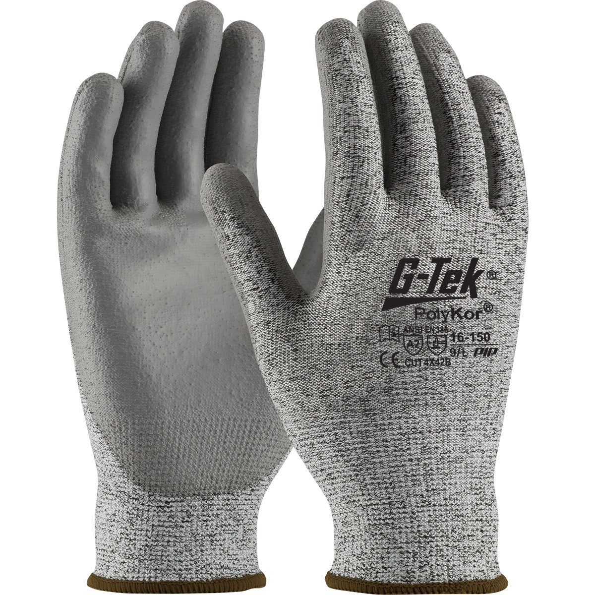 PIP 16-150 G-Tek Seamless Knit PolyKor Blended Glove with Polyurethane Coated Flat GripSafety Glove (One Dozen)