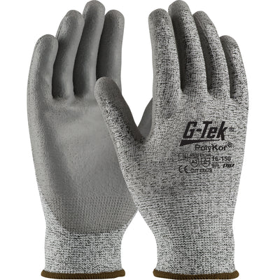 PIP 16-150 G-Tek Seamless Knit PolyKor Blended Glove with Polyurethane Coated Flat GripSafety Glove (One Dozen)