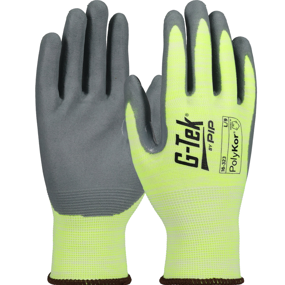 G-Tek PolyKor 16-323 Hi-Vis Seamless Knit PolyKor Blended with Nitrile Coated Foam Grip Safety Glove(One Dozen)