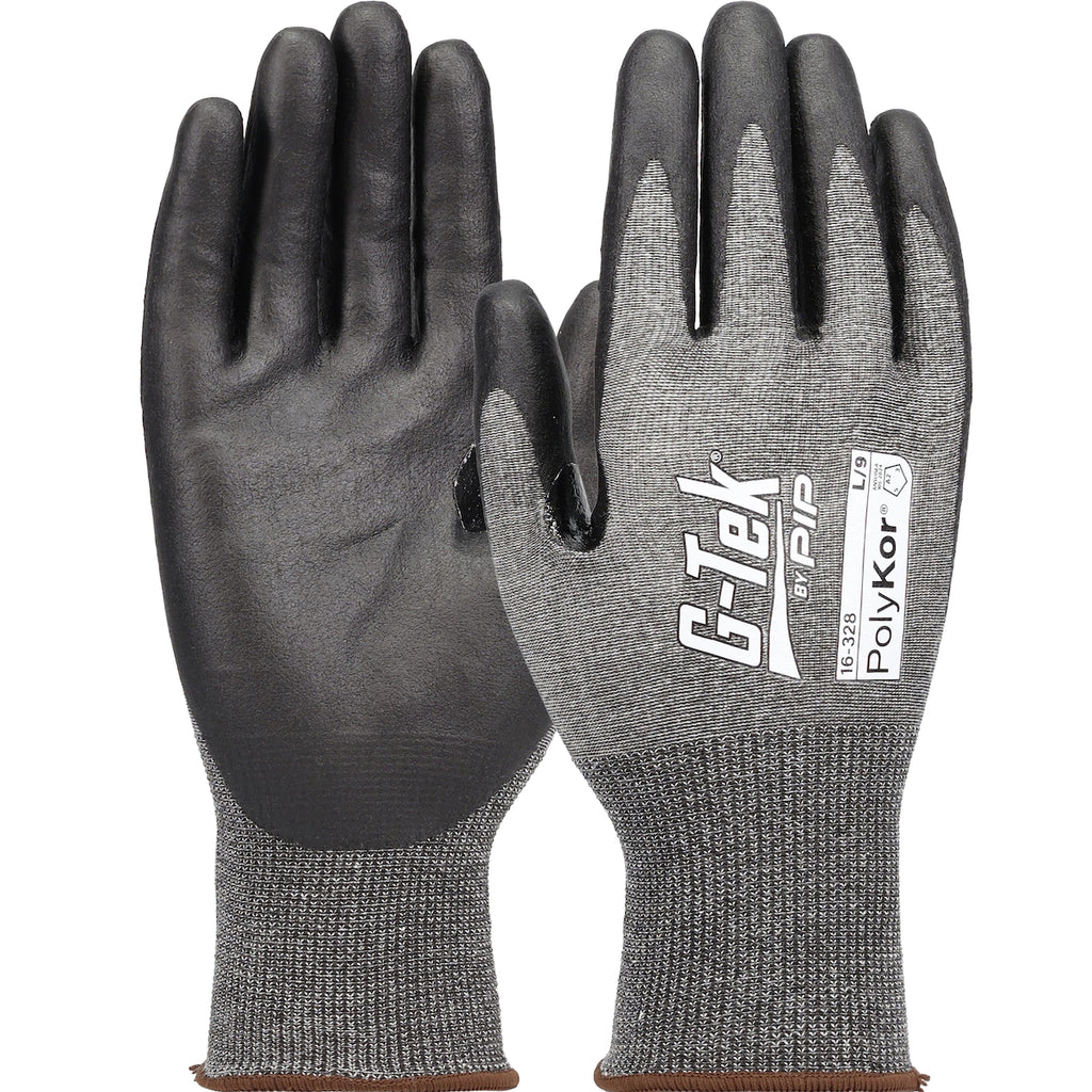 G-Tek PolyKor 16-328 Seamless Knit Blended with Nitrile Coated Foam Grip Touchscreen Compatible Safety Glove(One Dozen)