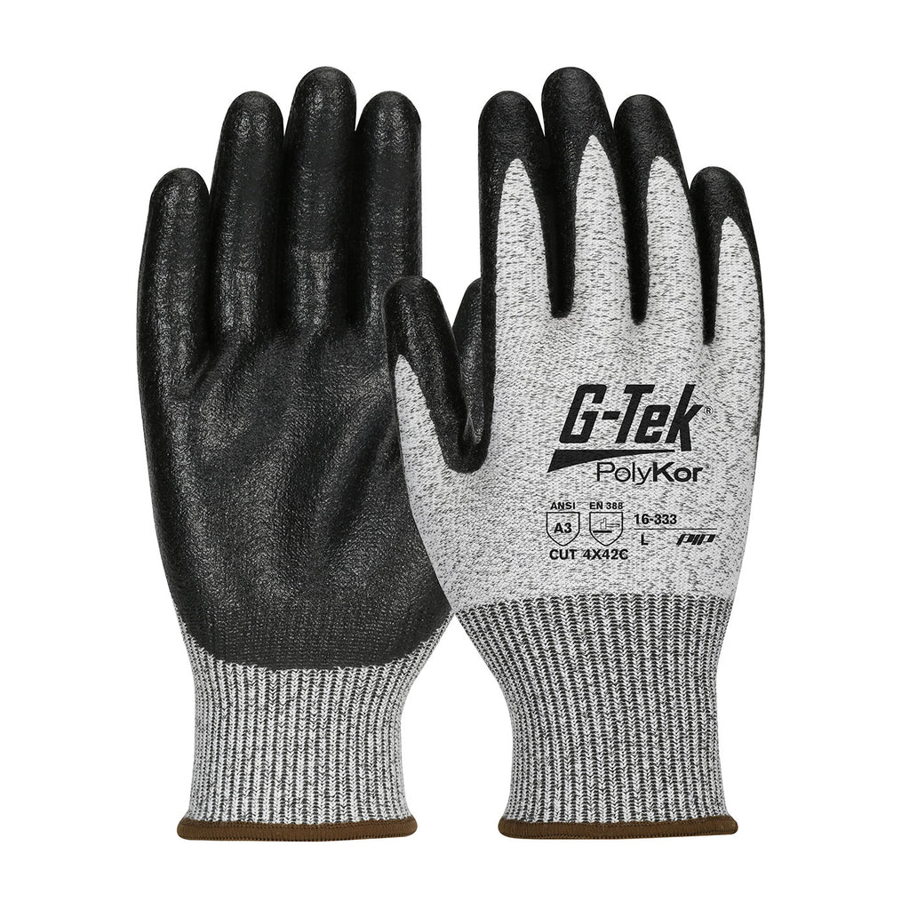 G-Tek PolyKor 16-333 Seamless Knit Blended with Nitrile Coated MicroSurface Grip Safety Glove (One Dozen)