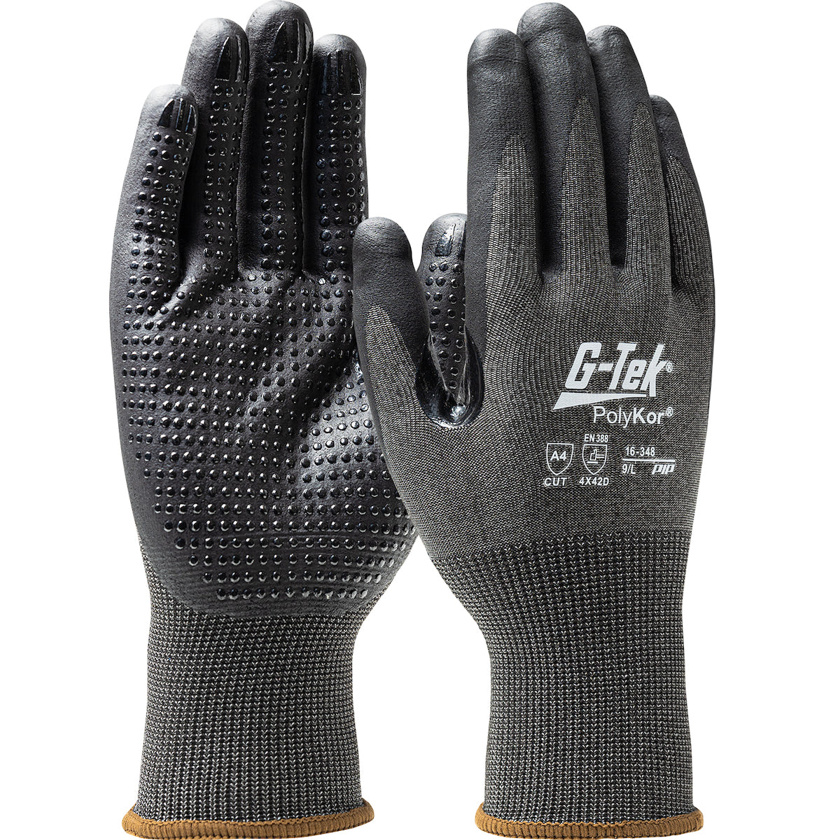 G-Tek 16-348 Seamless Knit Coreless PolyKor® Blended Glove with Foam Nitrile Coated Grip & Micro Dot