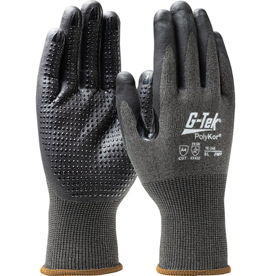 G-Tek 16-348 Seamless Knit Coreless PolyKor® Blended Glove with Foam Nitrile Coated Grip & Micro Dot