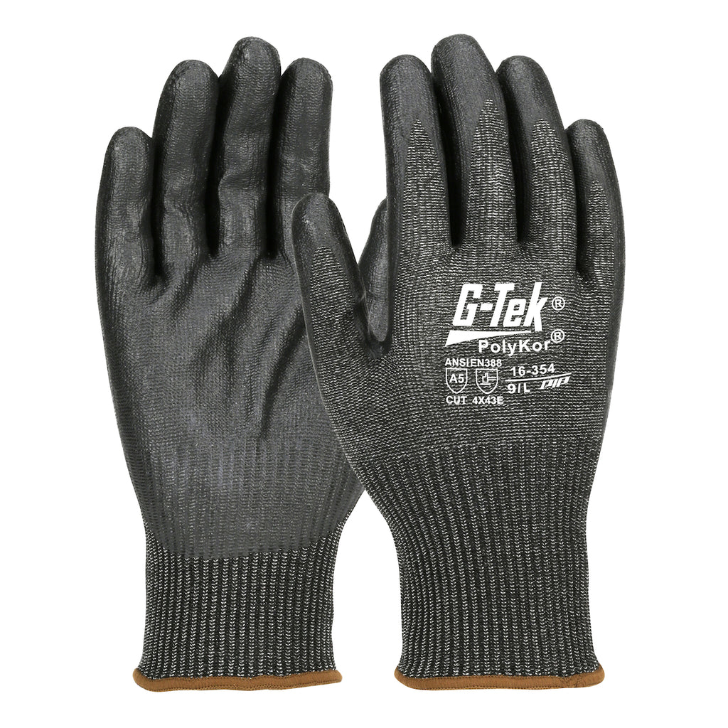 G-Tek PolyKor 16-354 Seamless Knit Nitrile Coated Foam Grip Cut Resistant Safety Glove (One Dozen)