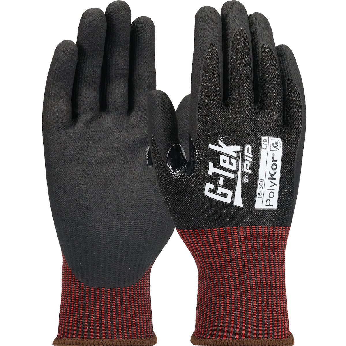 G-Tek 16-369 Premium Seamless Knit PolyKor® Blended Glove with Foam Nitrile Coated Grip on Palm & Fi