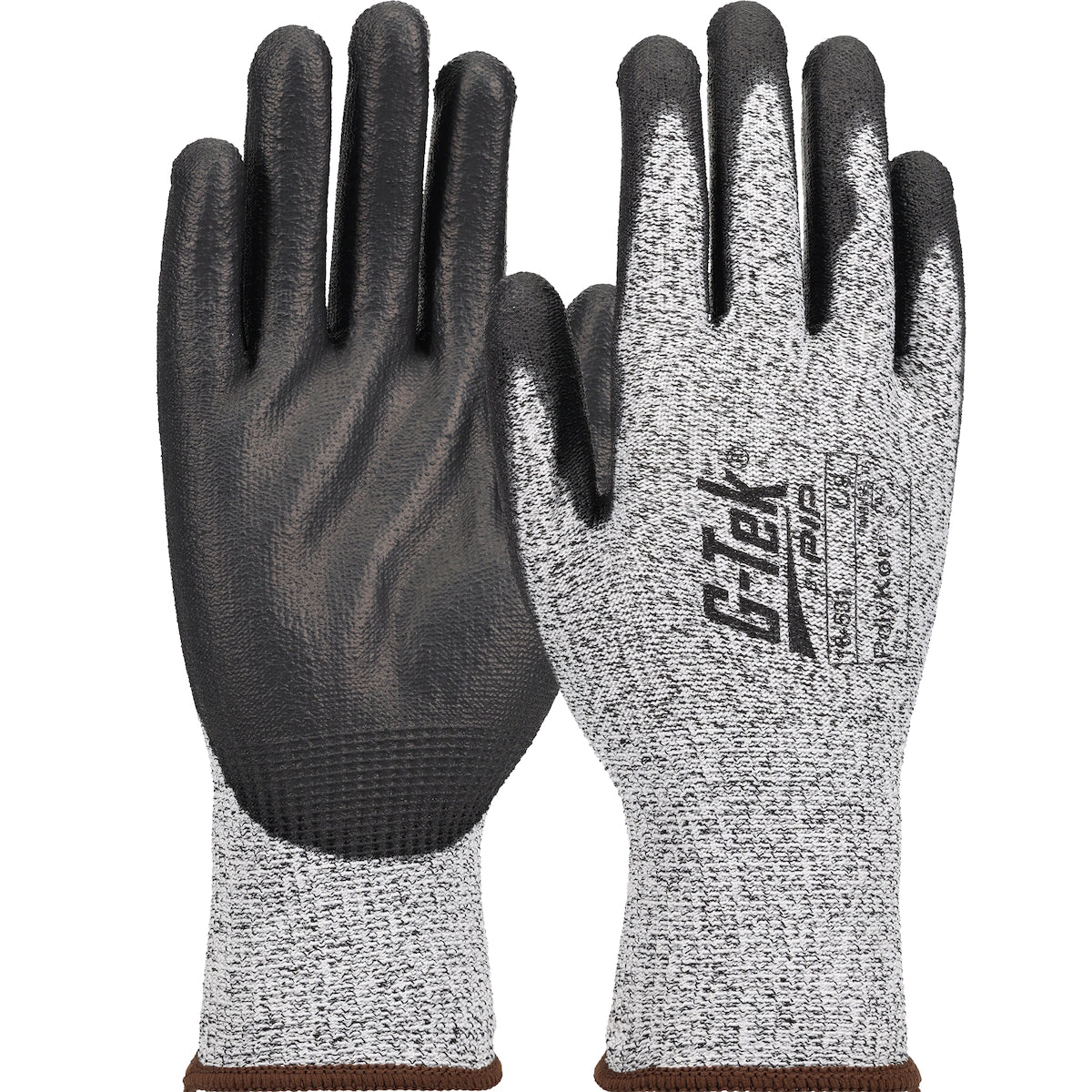 G-Tek 16-531 Seamless Knit PolyKor® Blended Glove with Polyurethane Coated Flat Grip on Palm & Finge