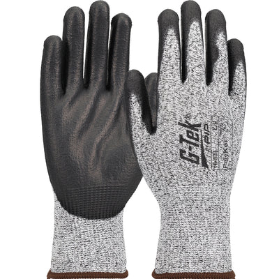 G-Tek 16-531 Seamless Knit PolyKor® Blended Glove with Polyurethane Coated Flat Grip on Palm & Finge