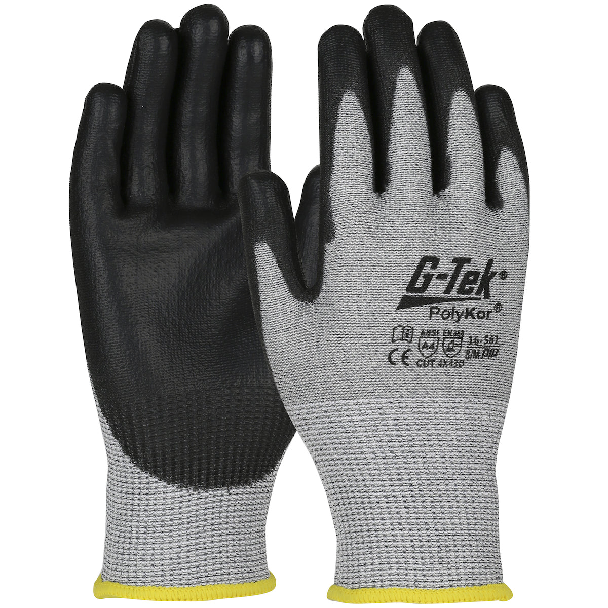 G-Tek PolyKor 16-561 Touchscreen Compatible Seamless Knit Polyurethane Coated Flat Grip Safety Glove (One Dozen)