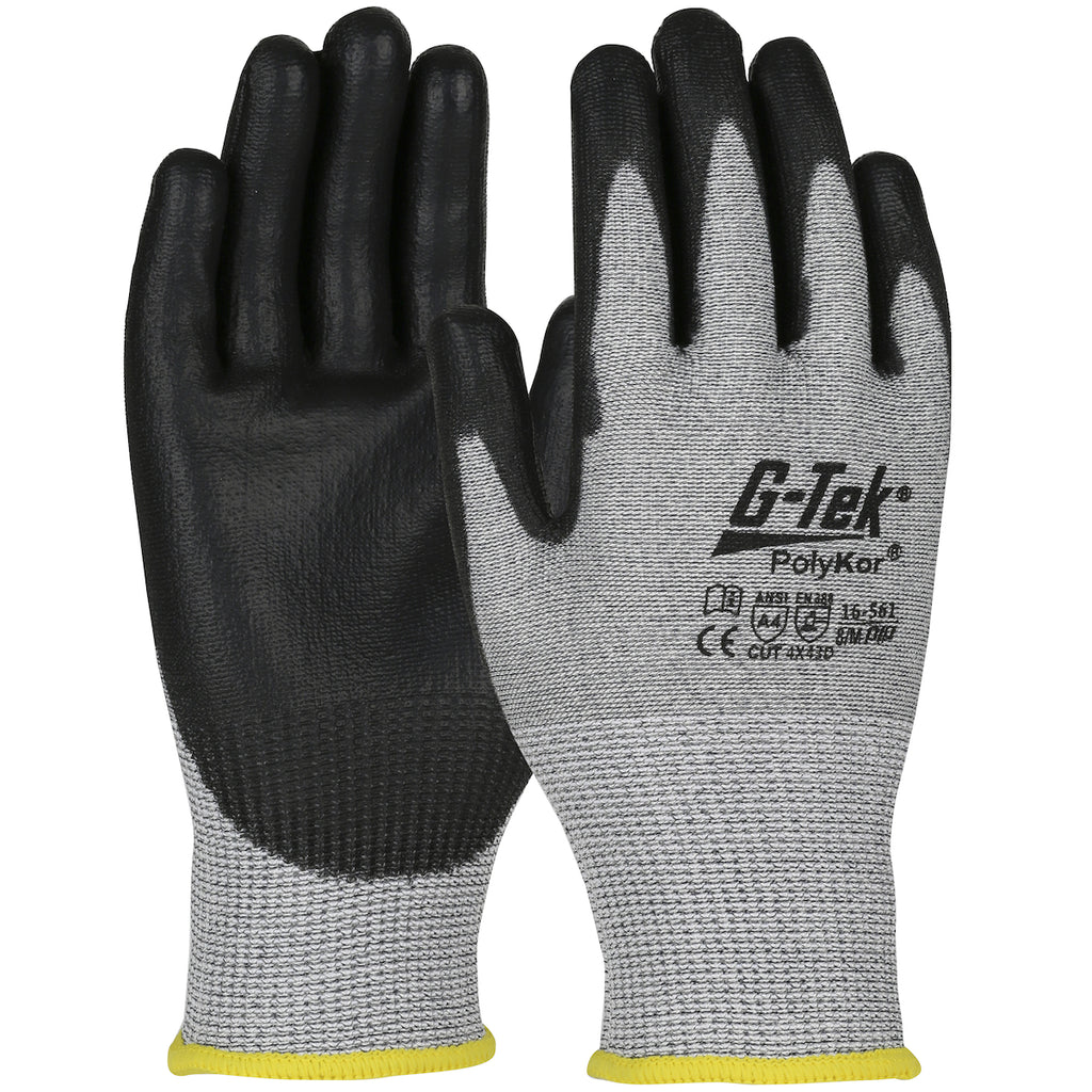 G-Tek PolyKor 16-561 Touchscreen Compatible Seamless Knit Polyurethane Coated Flat Grip Safety Glove (One Dozen)