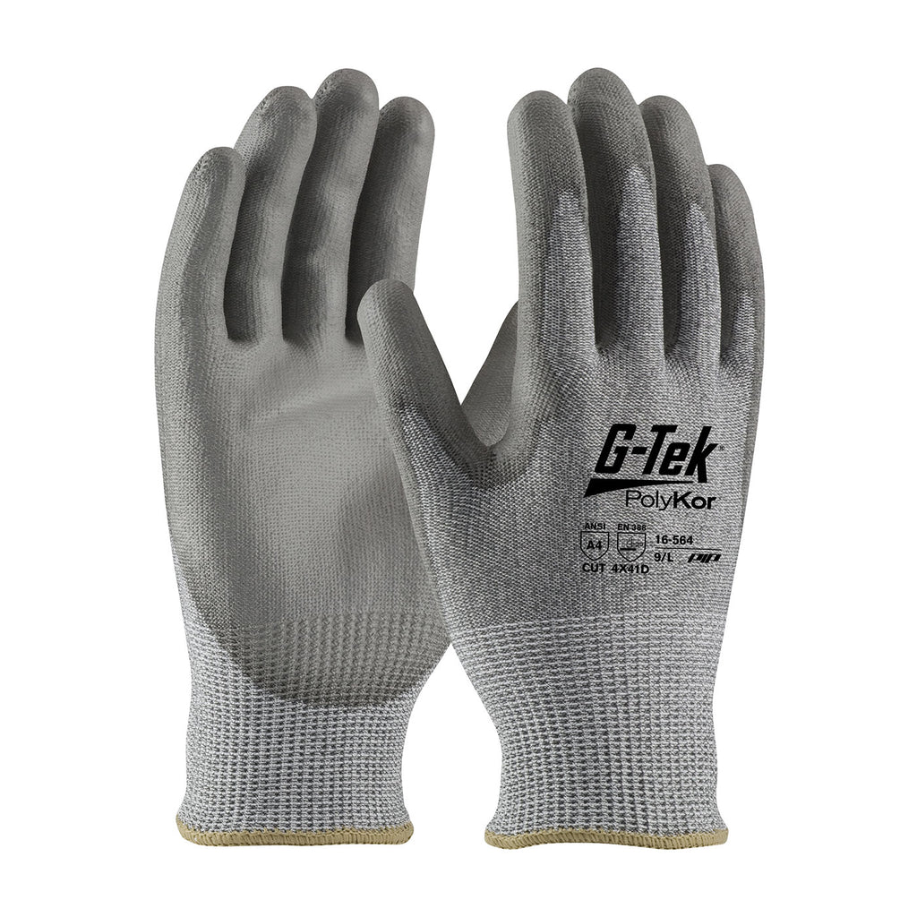 G-Tek PolyKor 16-564 Industry Grade Seamless Knit Polyurethane Coated Flat Grip Bulk Pack Safety Glove (One Dozen)