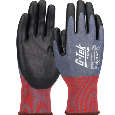 G-Tek 16-648 Seamless Knit Coreless PolyKor® Blended Glove with Foam Nitrile Coated Grip on Palm & F