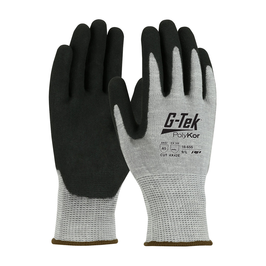 G-Tek PolyKor 16-655 Seamless Knit Double-Dipped Nitrile Coated MicroSurface Grip Safety Glove (One Dozen)