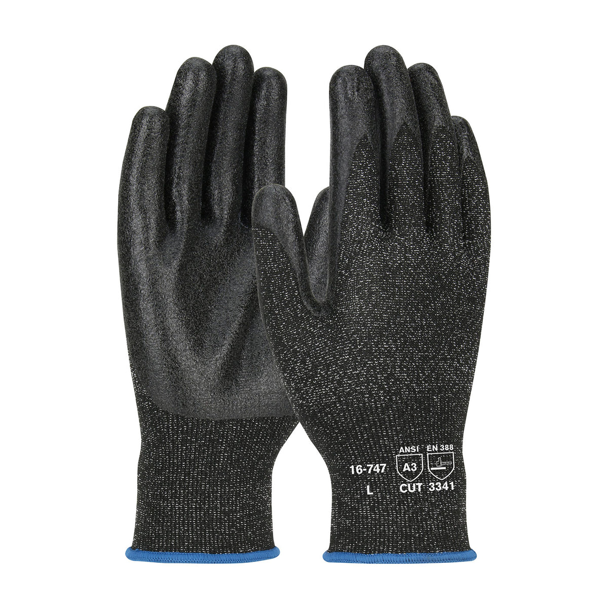 G-Tek 16-747 Seamless Knit A3 PolyKor® Blended Glove with PVC Coated Smooth Grip on Palm & Fingers (