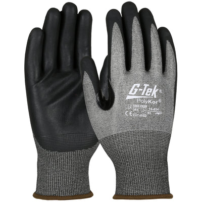 G-Tek 16-854 Seamless Knit PolyKor® Blended Glove with Foam Nitrile Coated Grip on Palm & Fingers - 