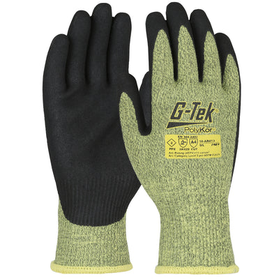 G-Tek 16-AR413 AR Seamless Knit PolyKor®/Aramid Blend Glove with Neoprene Foam Coated Grip on Palm &