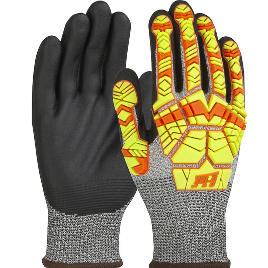 G-Tek PolyKor 16-MP230HV Seamless Knit Blended with Hi-Vis Impact Protection and Nitrile Foam Coated Glove (One Dozen)