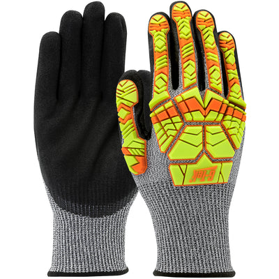 G-Tek PolyKor 16-MPH430HV Seamless Knit Blended with Hi-Vis Impact Protection and Double-Dip Nitrile MicroSurface Grip Safety Glove(One Dozen)