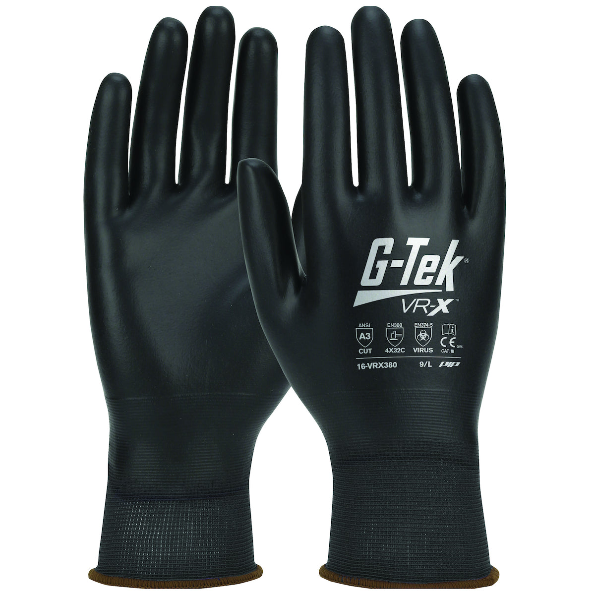 G-Tek 16-VRX380 Seamless Knit A3 PolyKor® Blended Glove with Polyurethane Advanced Barrier Protectio