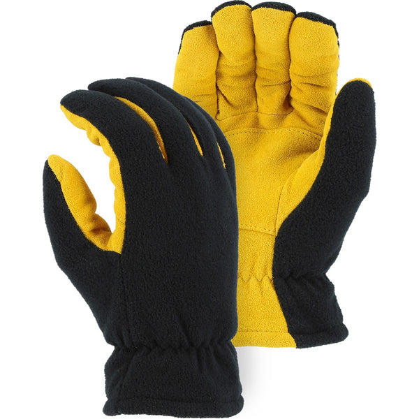 Majestic 1664 Deerskin Heatlok Winter Lined, Fleece Back, Drivers Glove (One Dozen)