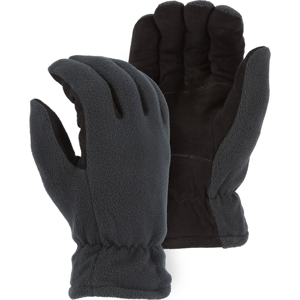 Majestic 1665 Deerskin Heatlok Winter Lined, Fleece Back, Drivers Glove, Black (One Dozen)